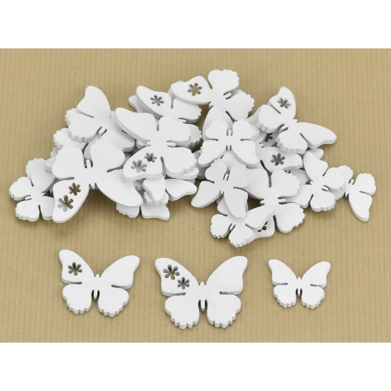 Fa virágmintás pillangó fehér 30db/csomag