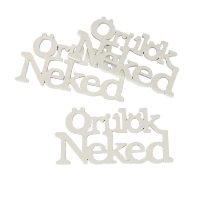 Fa "Örülök Neked" felirat koszorúra fehér 7x14cm 3db/csomag