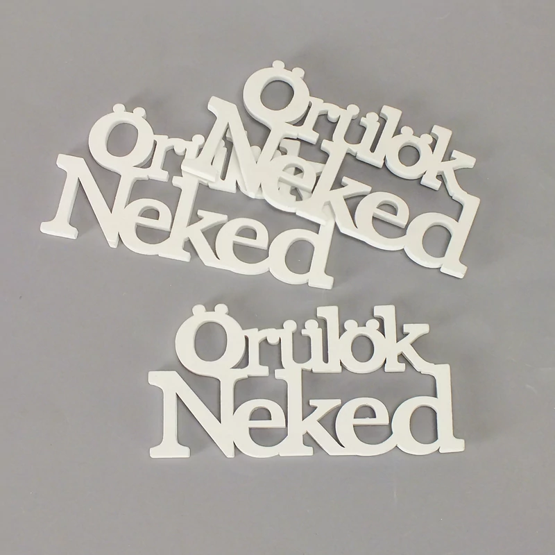 Fa "Örülök Neked" felirat koszorúra fehér 7x14cm