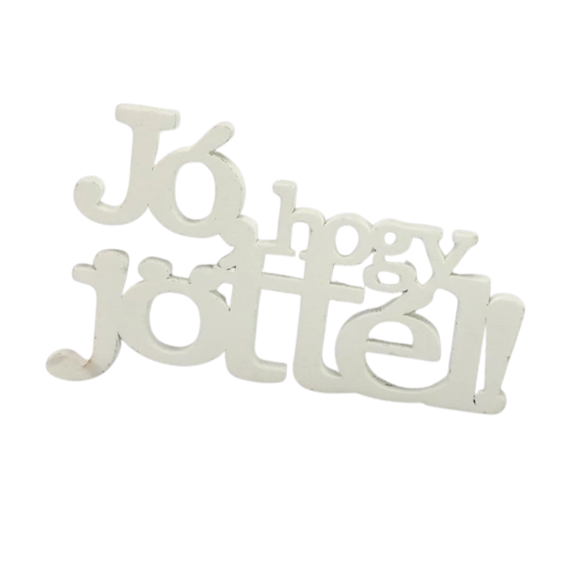 Fa "Jó, hogy jöttél!" felirat koszorúra fehér 9x14,5cm 3db/csomag