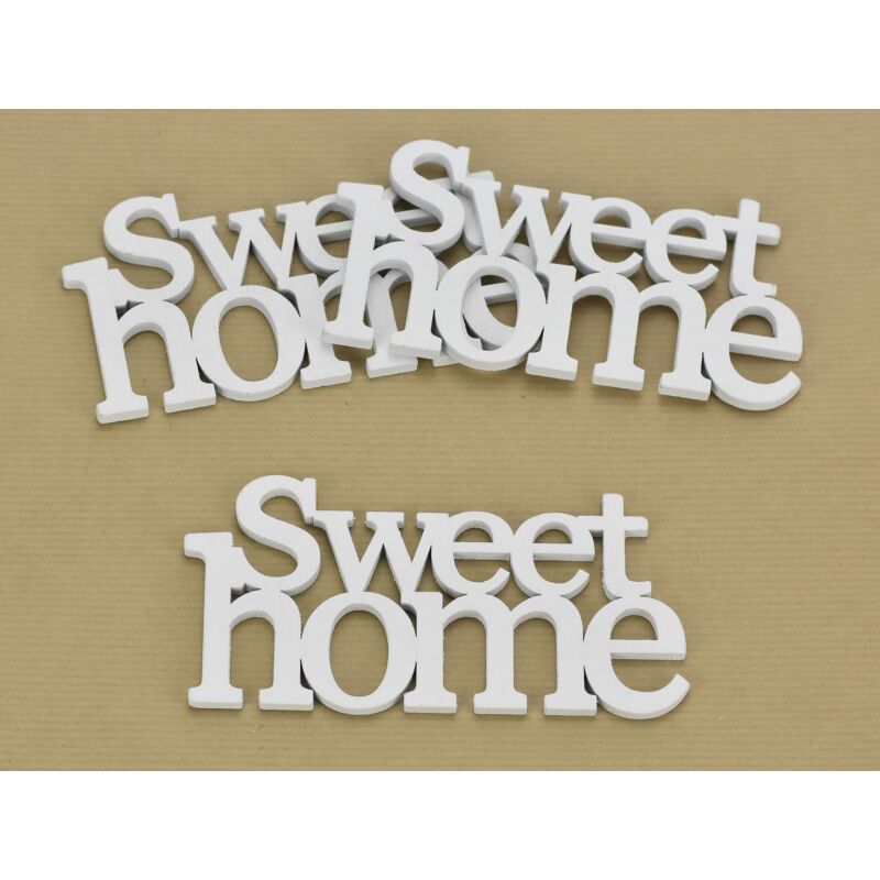 Fa "Sweet home" felirat koszorúra fehér 7x14cm 3db/csomag