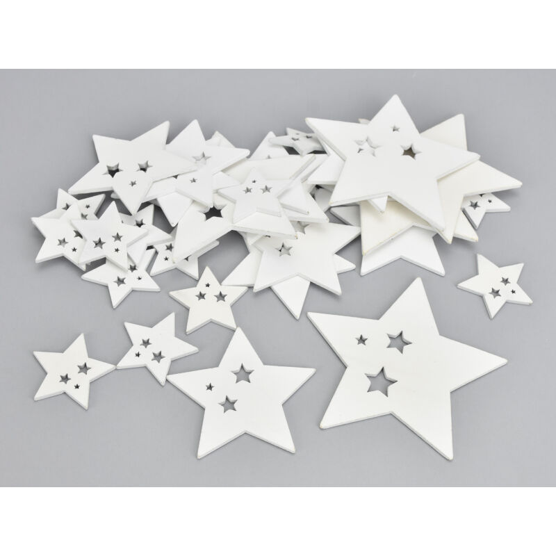 Fehér fa csillagos csillagok 30db/csomag