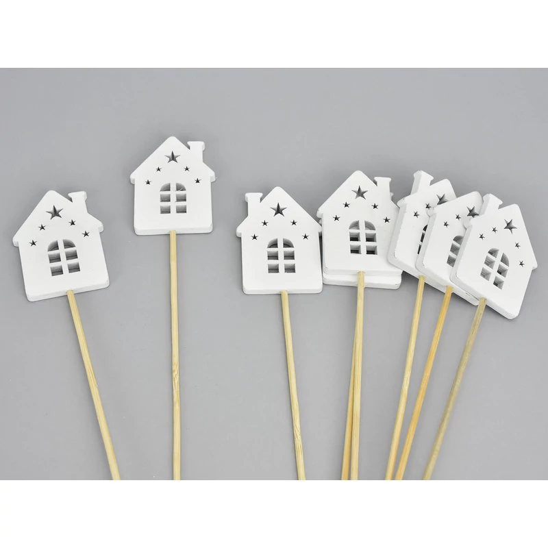 Fehér fa pálcás házikók 8db/csomag