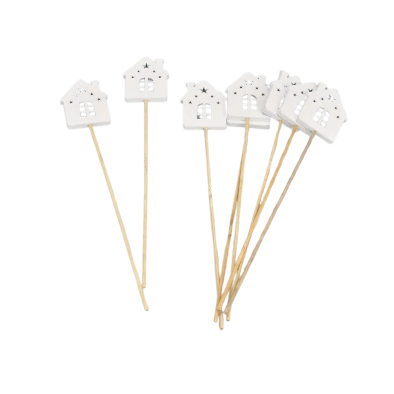 Fehér fa pálcás házikók 8db/csomag