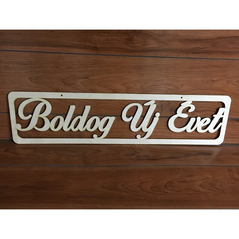 Natúr fa - "Boldog Új Évet" felirat 75cm