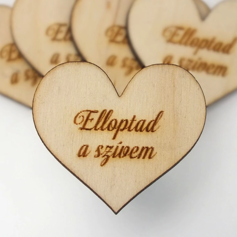 Natúr fa - Szív "Elloptad a szívem" 4cm 5db/cs
