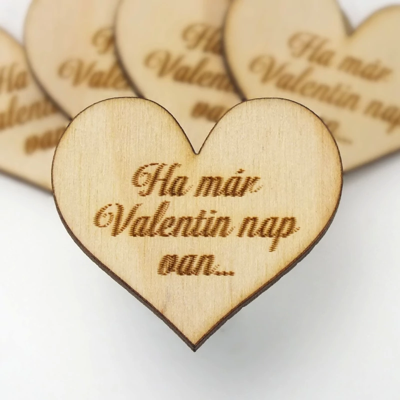 Natúr fa - Szív "Ha már Valentin nap van..." 5db/csomag