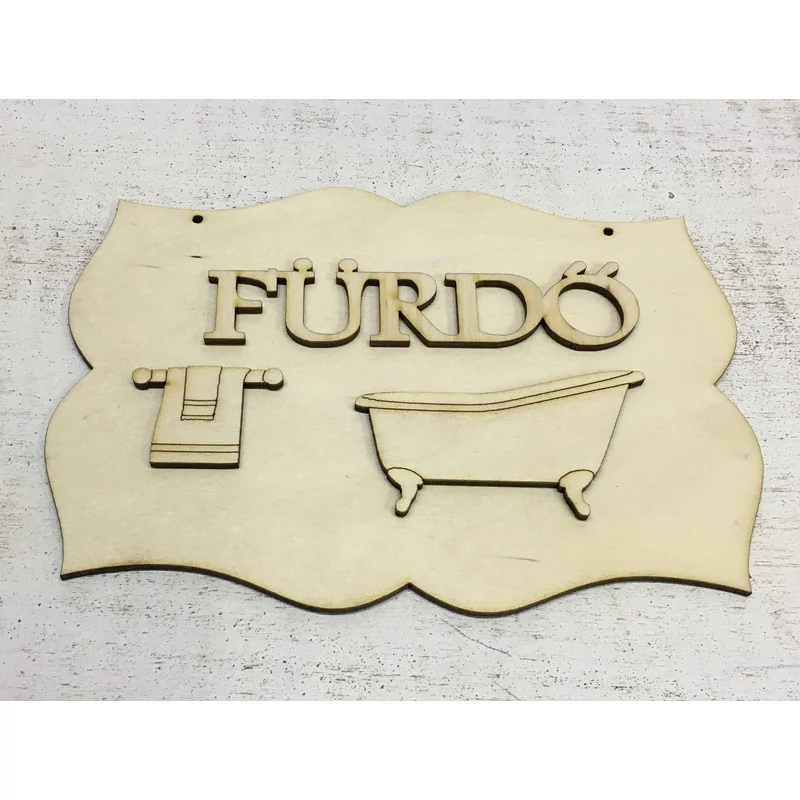 Natúr fa - Fürdő tábla 19x13,5cm