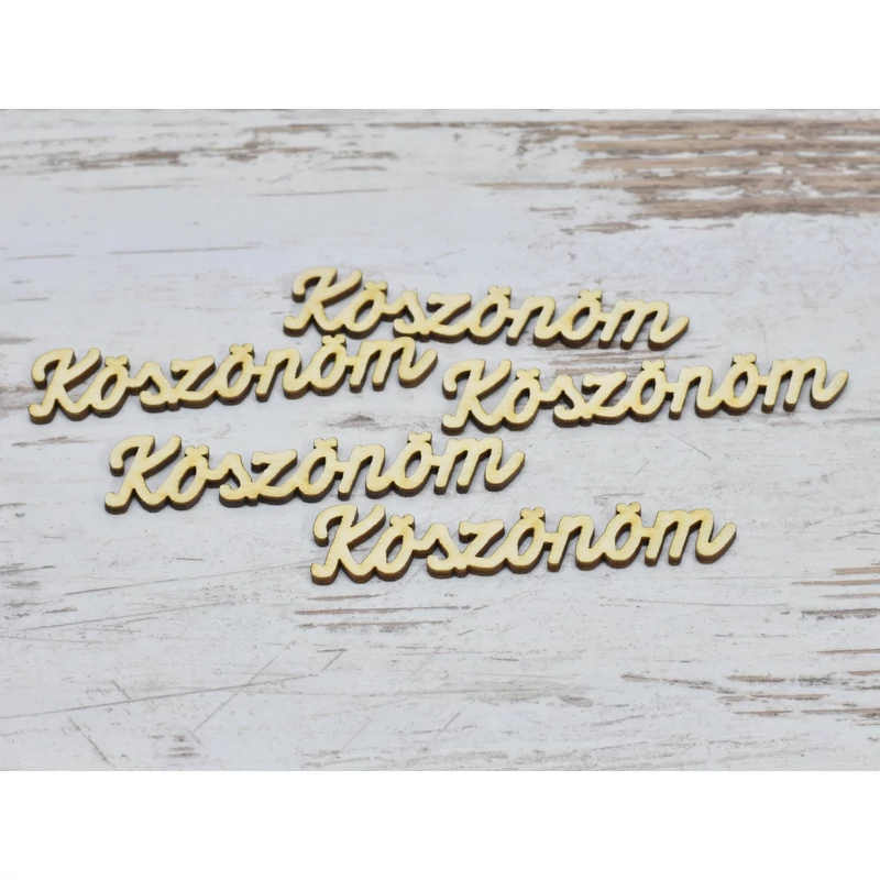 Natúr fa - "Köszönöm" felirat 9cm 