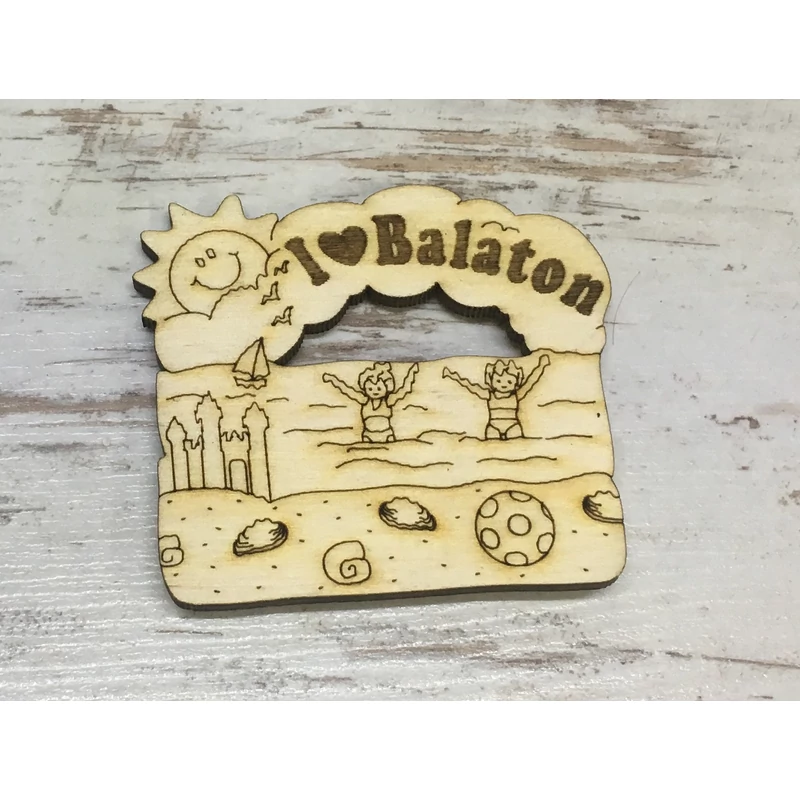 Natúr fa - Hűtőmágnes I love Balaton  7cm-KIFUTÓ