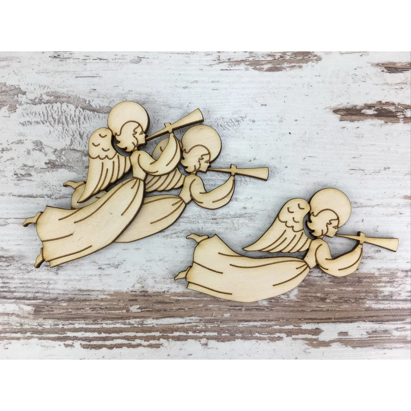 Natúr fa - Trombitás angyal 10cm 