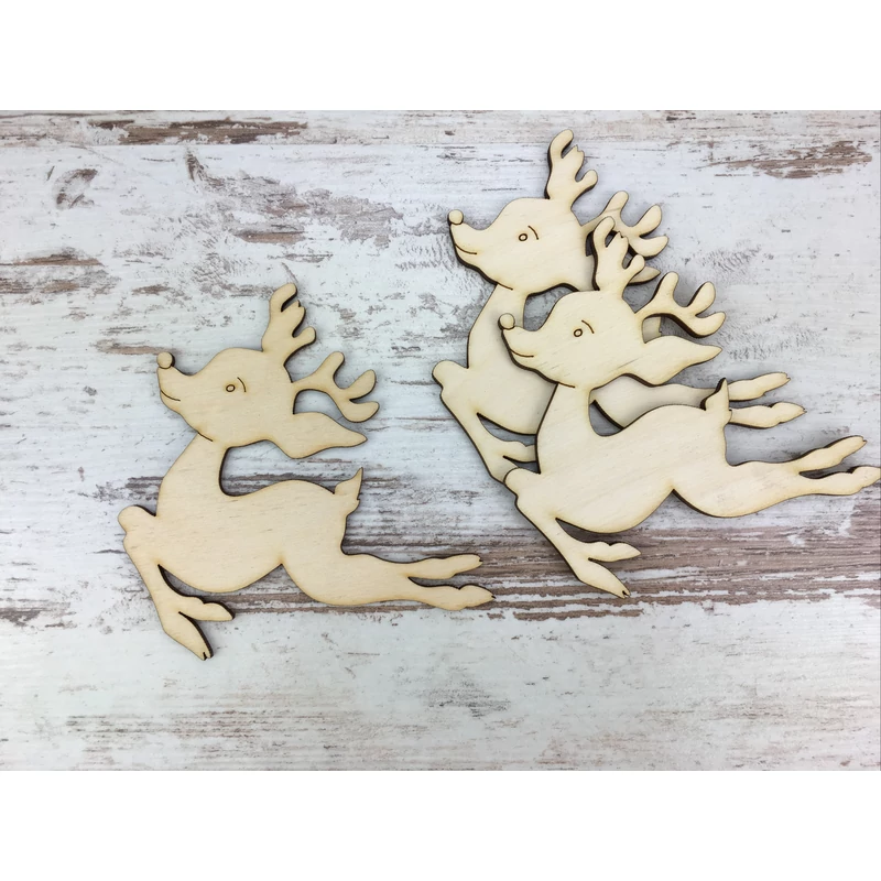 Natúr fa - Ugró szarvas rajzos 10cm