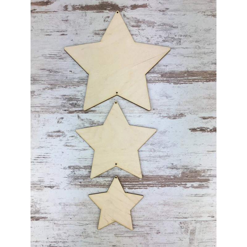 Natúr fa - Felfűzhető csillagok 20-15-10cm