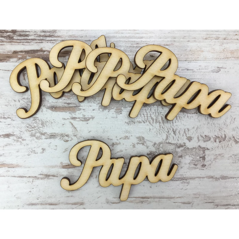 Natúr fa - "Papa" felirat 6,5cm 