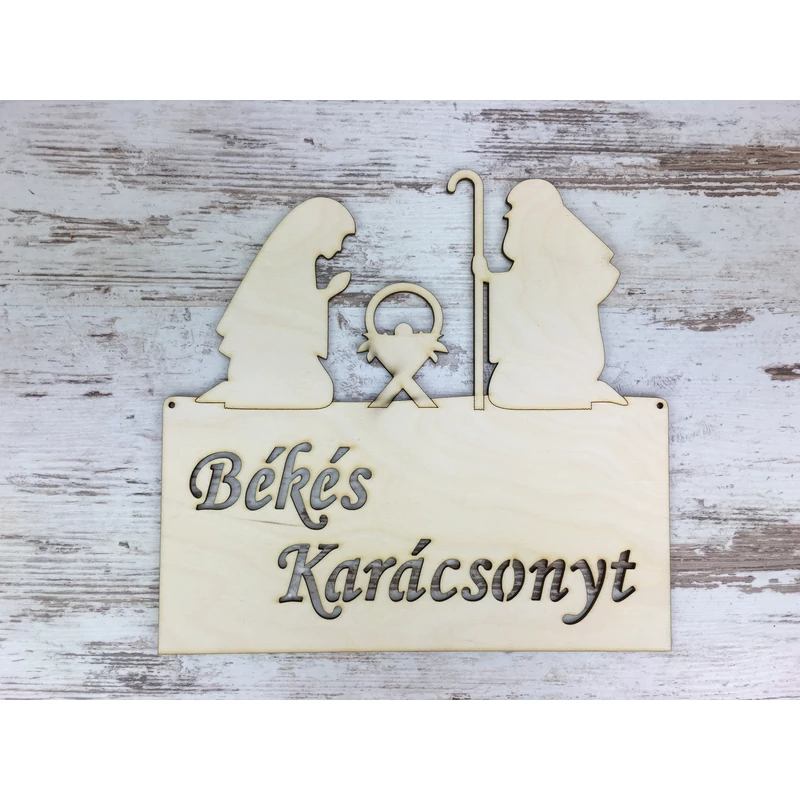Natúr fa - Békés  Karácsonyt  ajtódísz 24cm