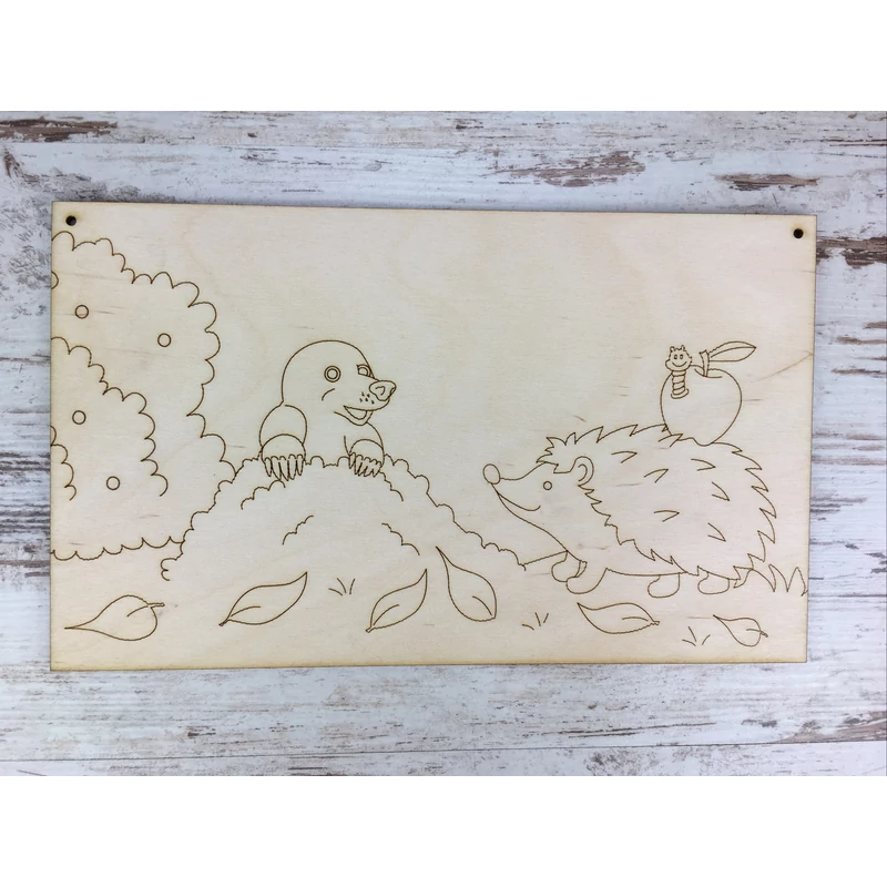 Natúr fa - Süni és vakond kifestő 14,5x24cm