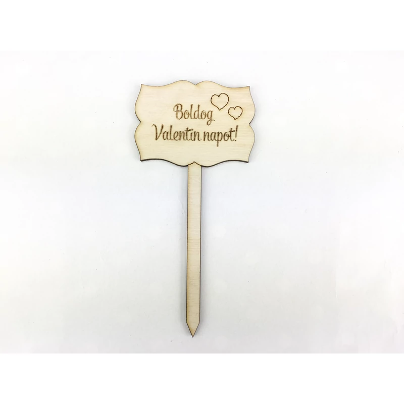 Natúr fa - Beszúrós "Boldog Valentin napot" tábla 13cm-KIFUTÓ