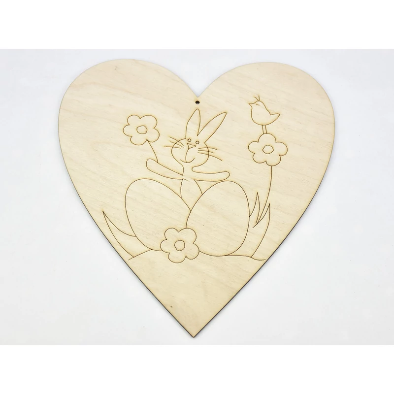 Natúr fa - Nyuszi a szívben kifestő 20cm