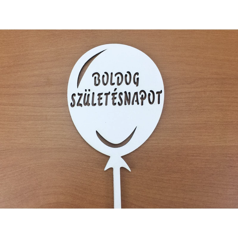 Fa - "Boldog Születésnapot" lufi  fehér 7,5x30cm