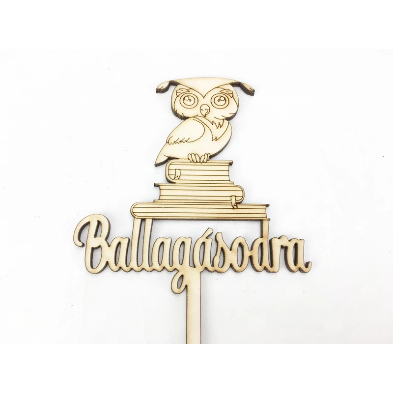 Natúr fa - Beszúrós felirat "Ballagásodra" könyves bagoly
