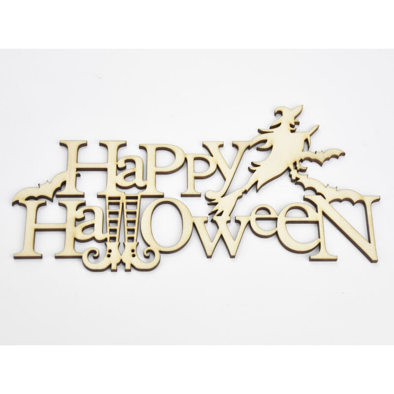 Natúr fa - "Happy Halloween" felirat 20cm