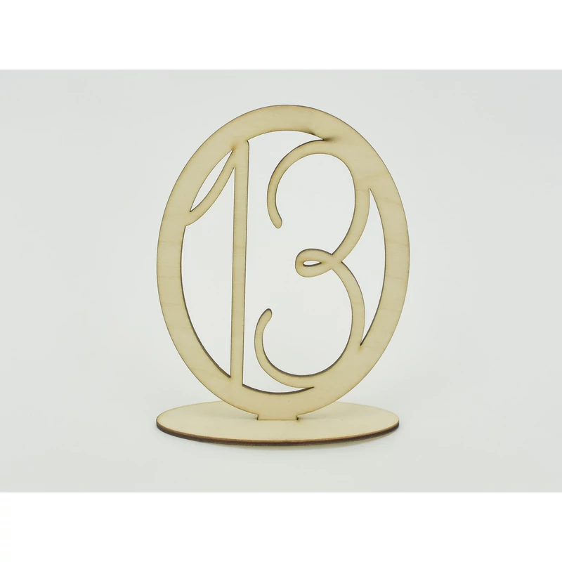 Natúr fa - Asztalszám ovális keretben 13-as 15,5cm