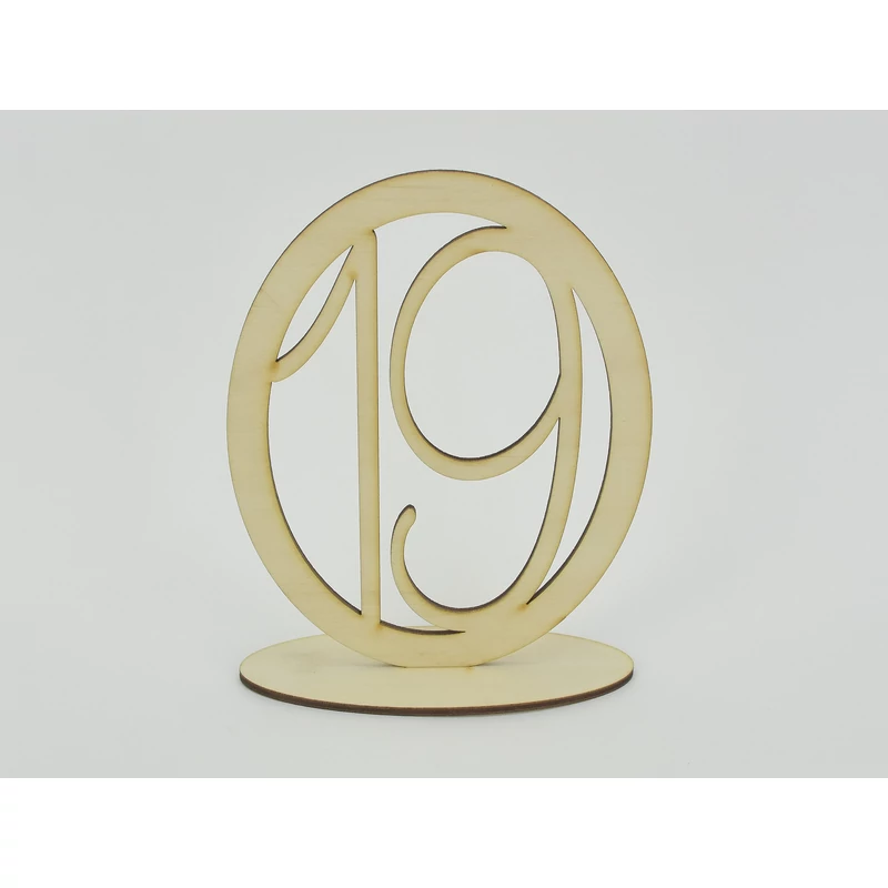 Natúr fa - Asztalszám ovális keretben 19-es 15,5cm