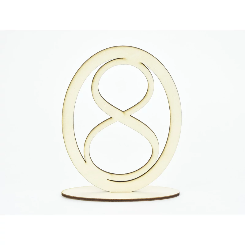 Natúr fa - Asztalszám ovális keretben 8-as 15,5cm