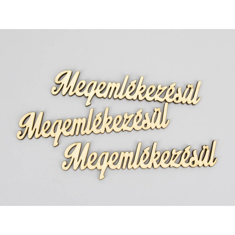 Natúr fa - "Megemlékezésül" felirat 2,6x15cm 3db/csomag