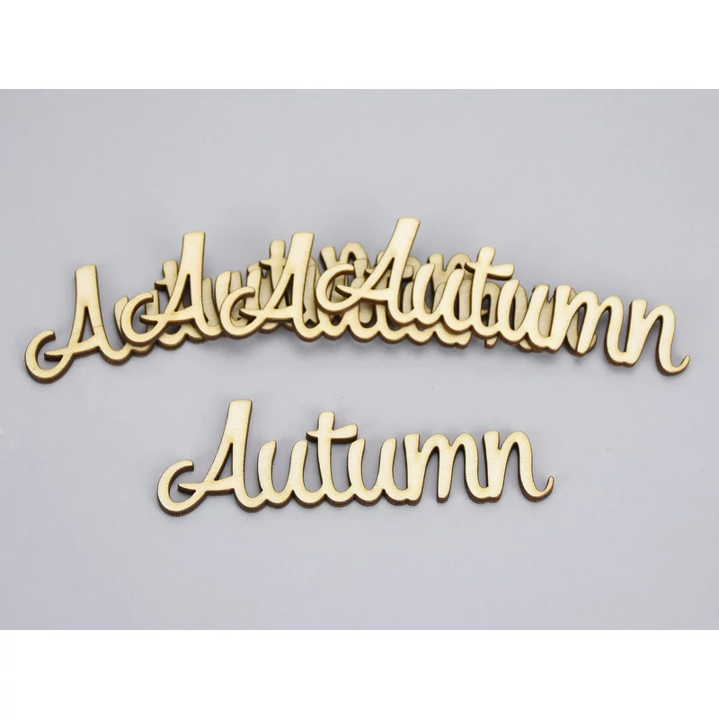 Natúr fa - "Autumn" felirat 3x10cm 5db/csomag
