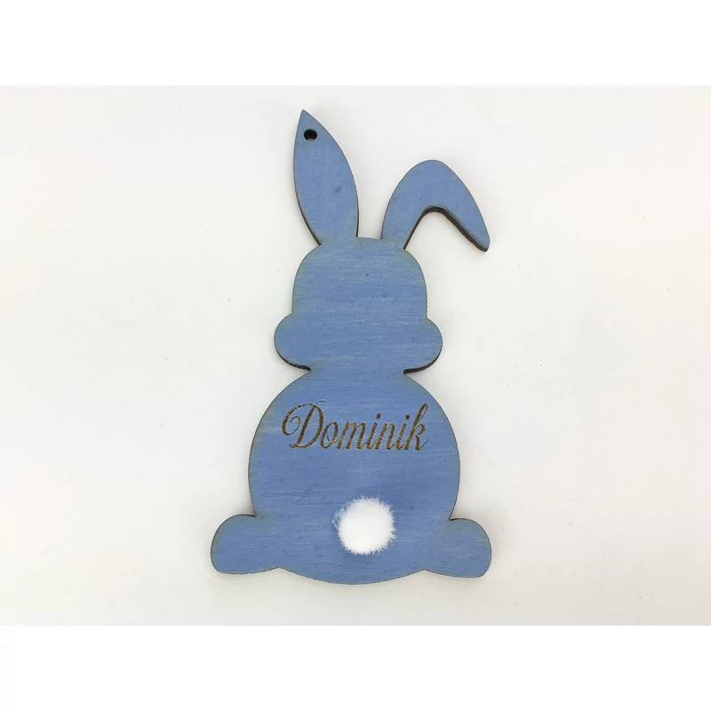 Húsvéti nyuszi egyedi gravírral lenkék 8,4x4,6 cm