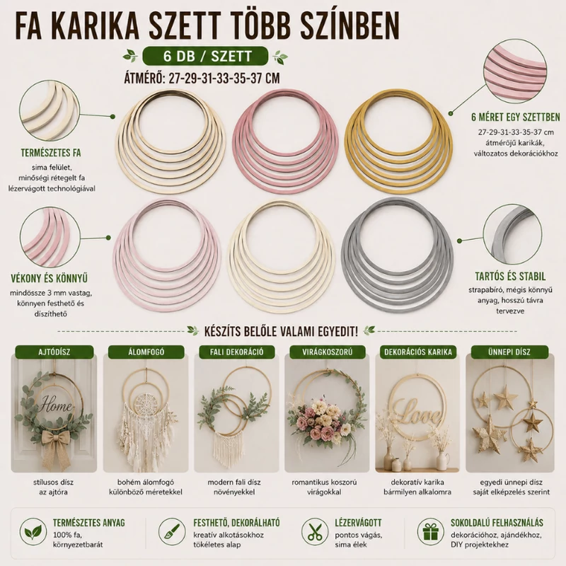 Fa karika szett arany 6db/szett