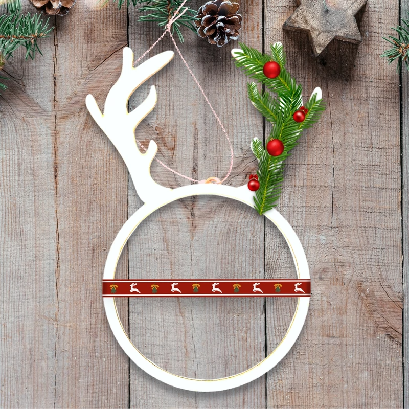 Natúr fa - Agancsos díszíthető natúr karika 26cm