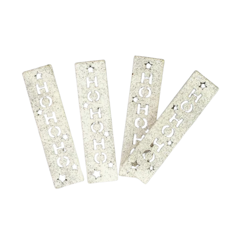 HOHOHO feliratos biléta 4db/csomag - ezüst csillámos