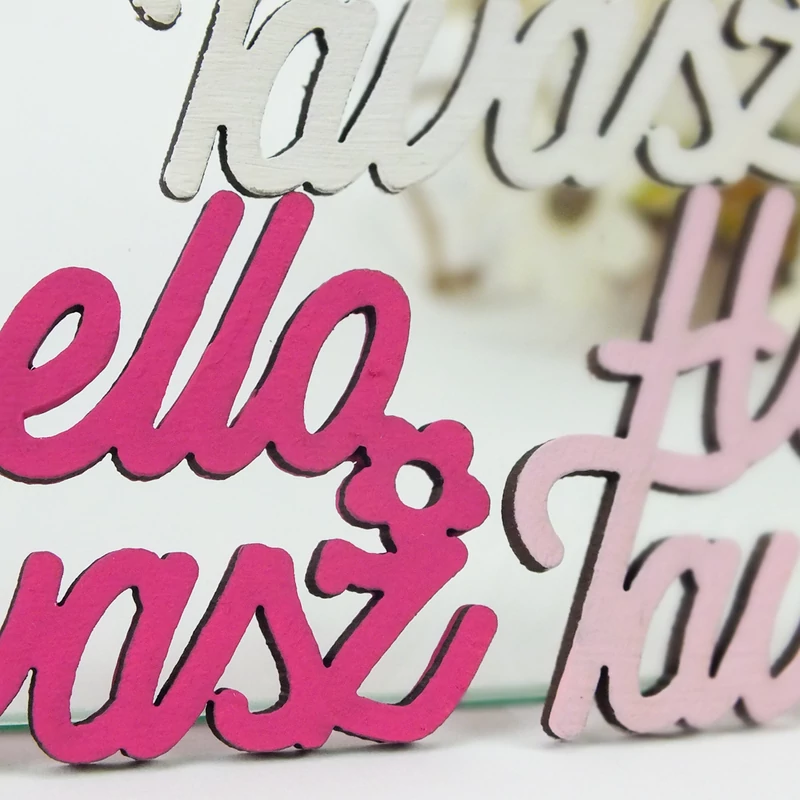 Világos színek "Helló Tavasz" feliratok 6,7x8,5cm 3db/csomag