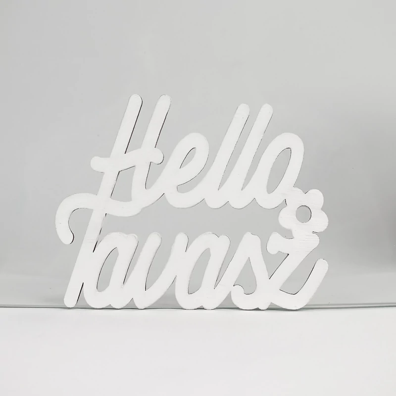 Fehér &quot;Helló Tavasz&quot; felirat 8,5x11cm
