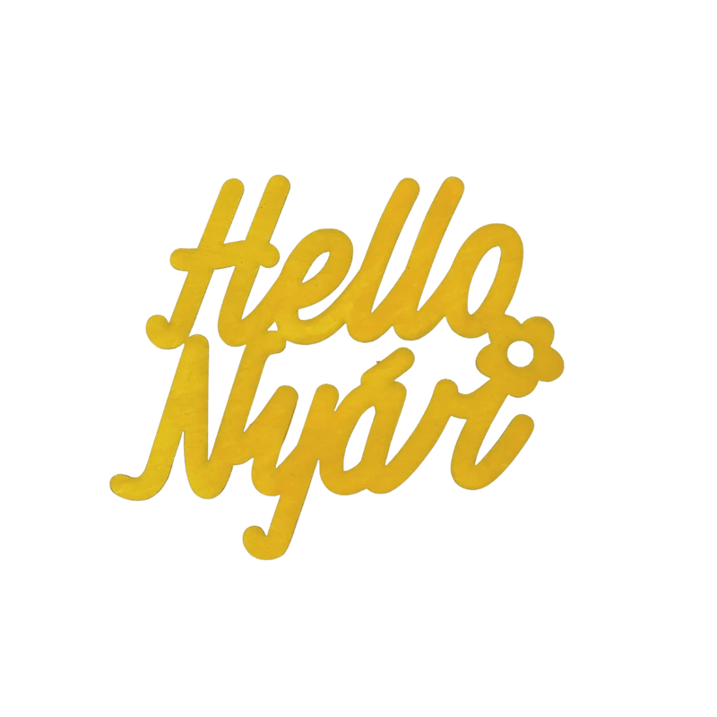 "Hello Nyár" felirat színes sárga 11x10cm