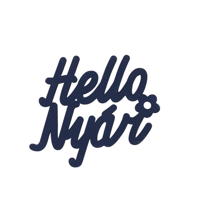 "Hello Nyár" felirat színes sötétkék 11x10cm