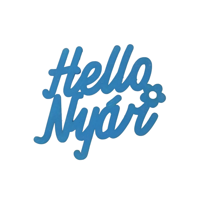 "Hello Nyár" felirat színes világoskék 11x10cm
