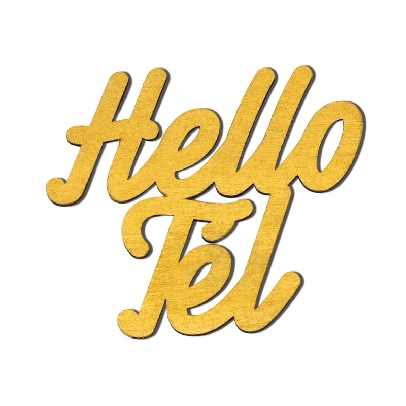 Arany "Hello Tél" felirat színes 10x10cm