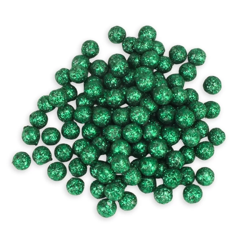 Polisztirol golyó kicsi csillámos zöld