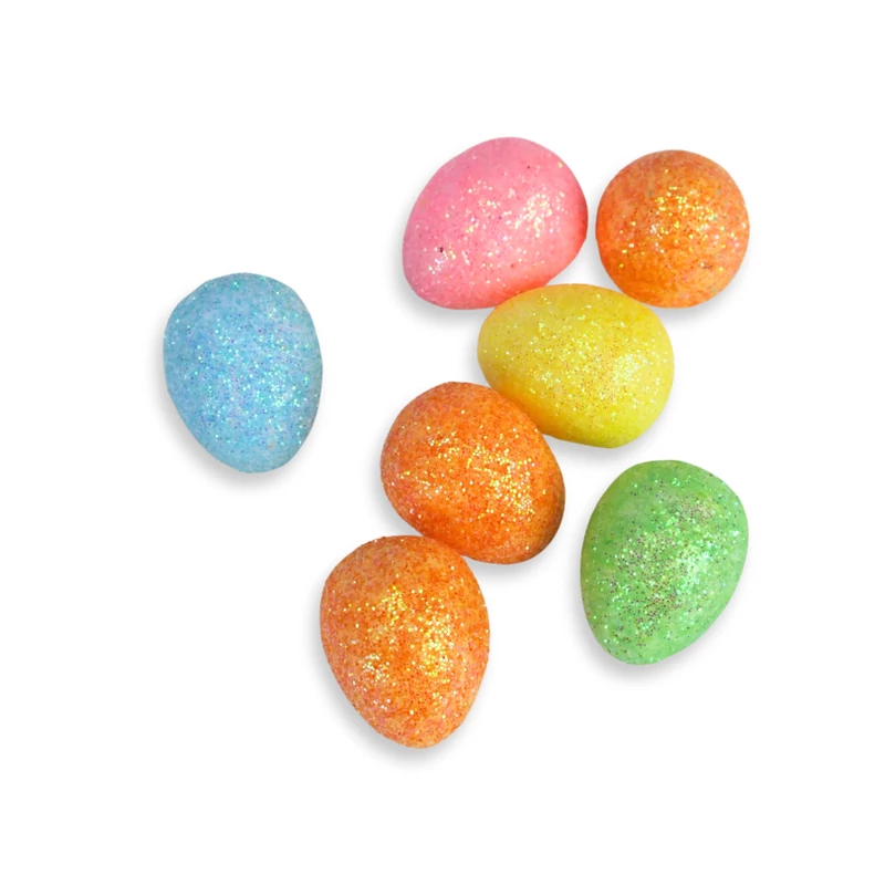 Csillámos polisztirol tojás vegyes színek 1,5*1,8cm 100db/cs