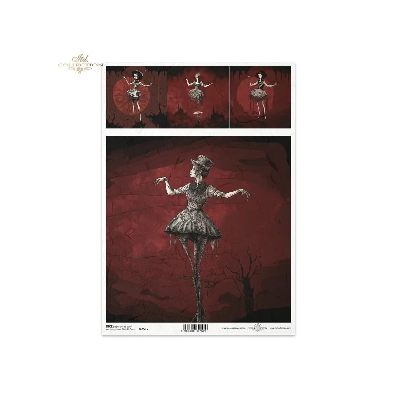 Rizspapír decoupage-hoz horror bábu creepy A4