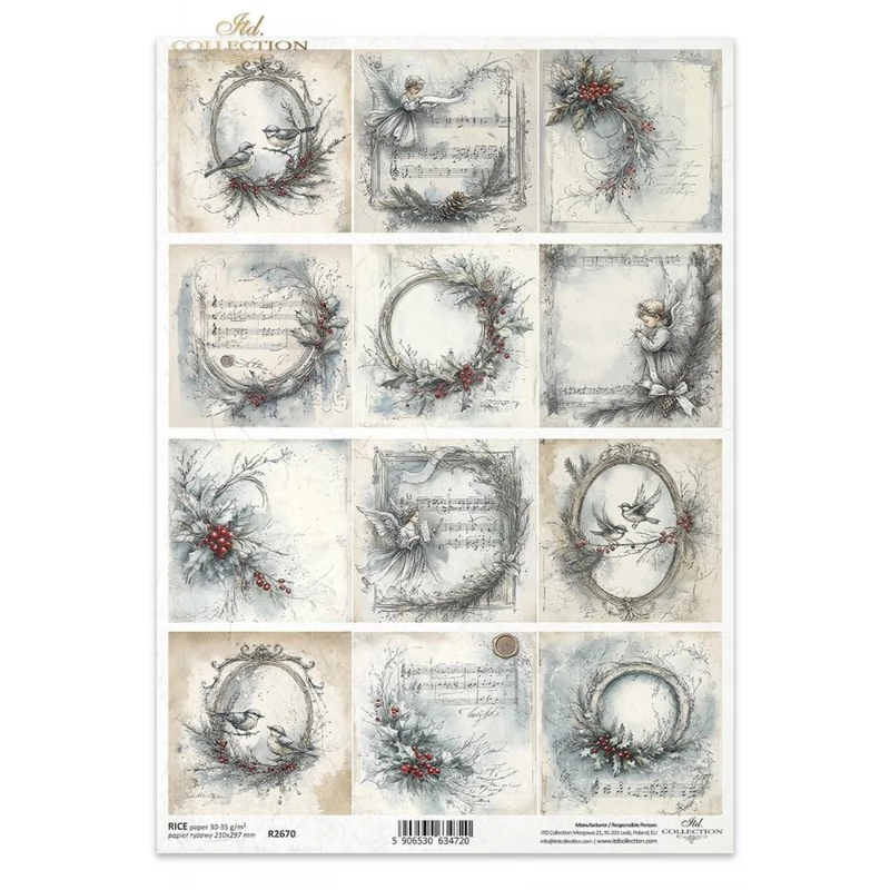 Rizspapír decoupage-hoz vintage keretek A4