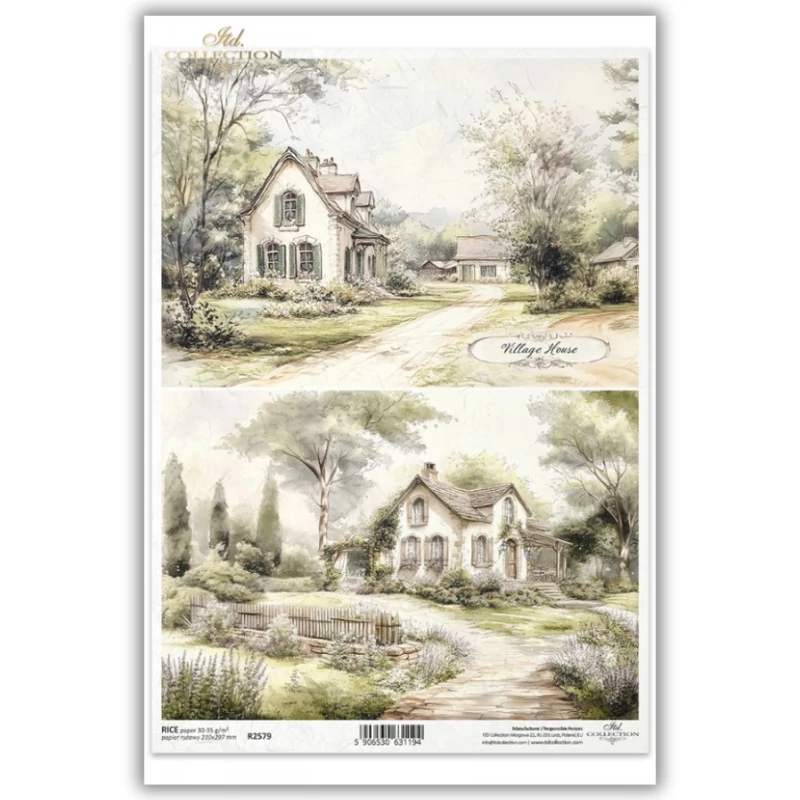 Rizspapír decoupage-hoz vintage cottage otthon A4