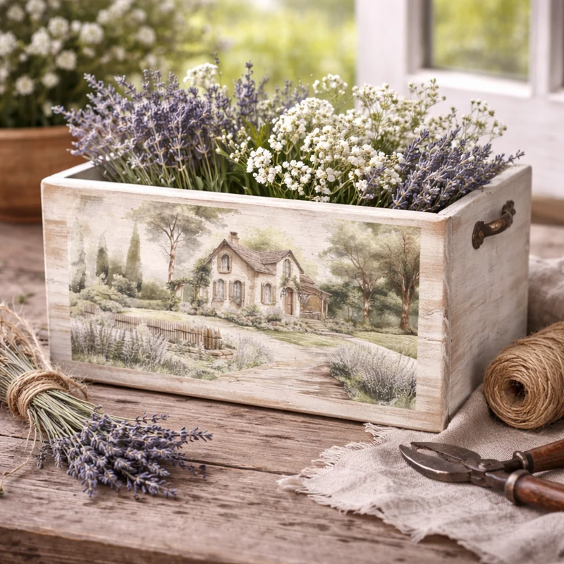 Rizspapír decoupage-hoz vintage cottage otthon A4
