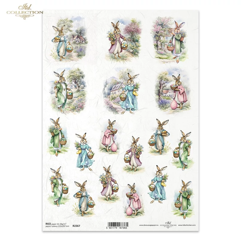 Rizspapír A4 decoupage-hoz nyuszis húsvét