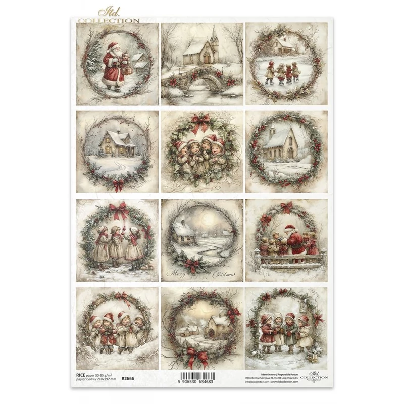 Rizspapír decoupage-hoz télapó mikulás keretek karácsony A4