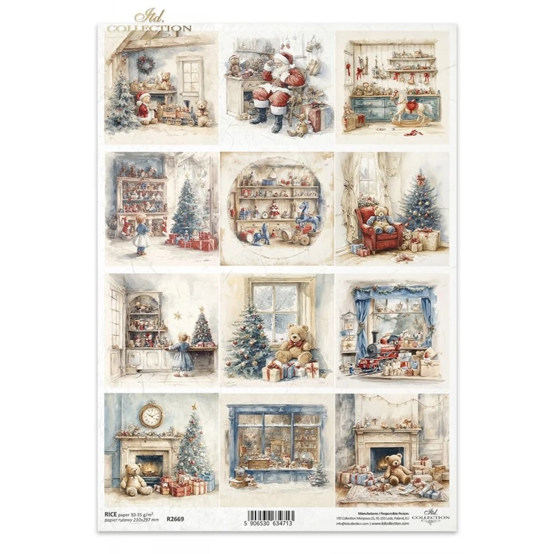 Rizspapír decoupage-hoz telapó mikulás ajándékok A4