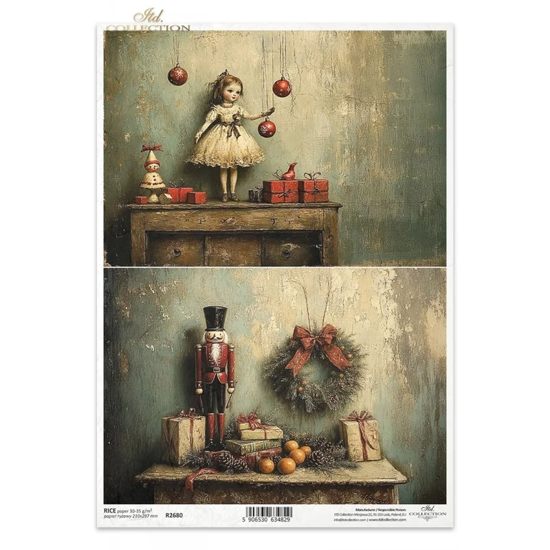 Rizspapír decoupage-hoz vintage ajándék figurák A4